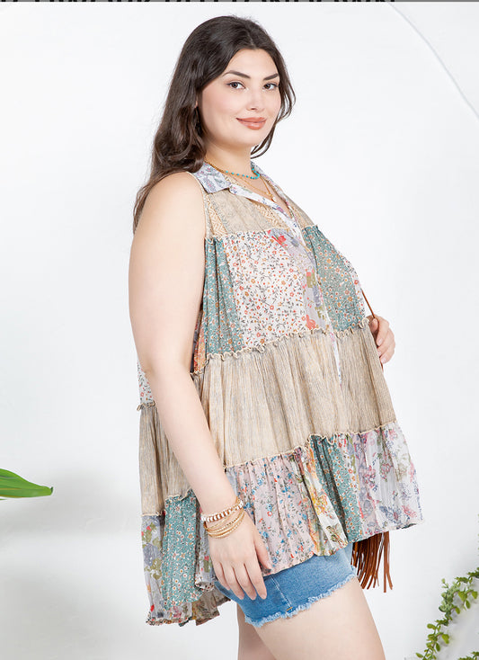 Boho Basil Patchwork Button – Tunic