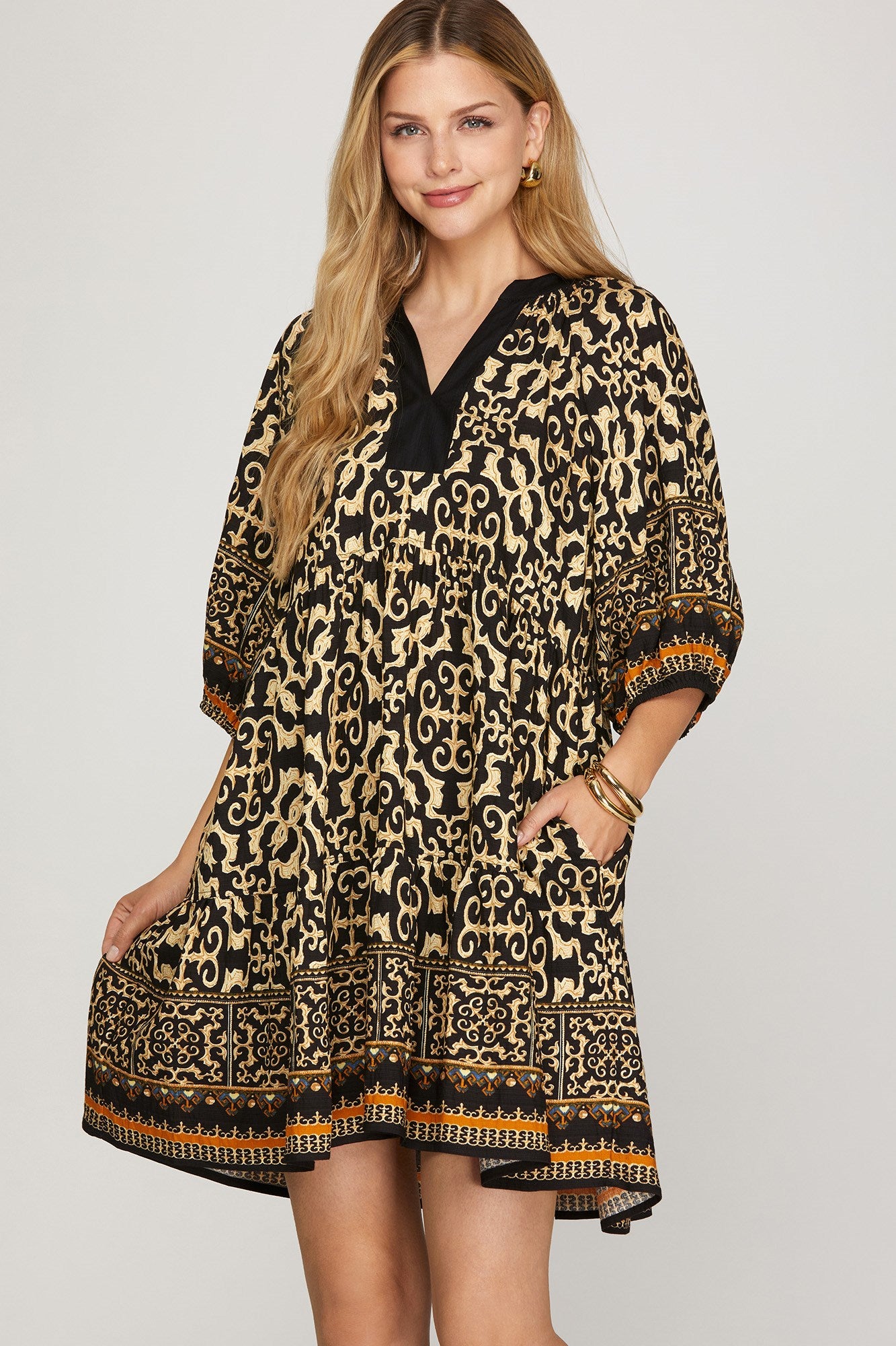 Printed Mini Dress with Pockets