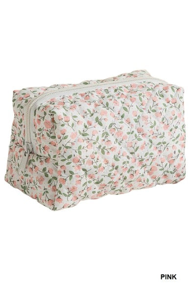Zenana Quilted Floral Cosmetic Bag