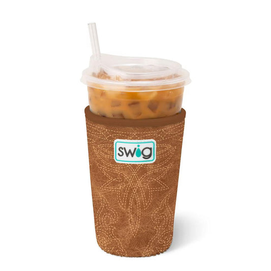 Saddle Stitch Cognac - Medium Swig Iced Cup Coolie