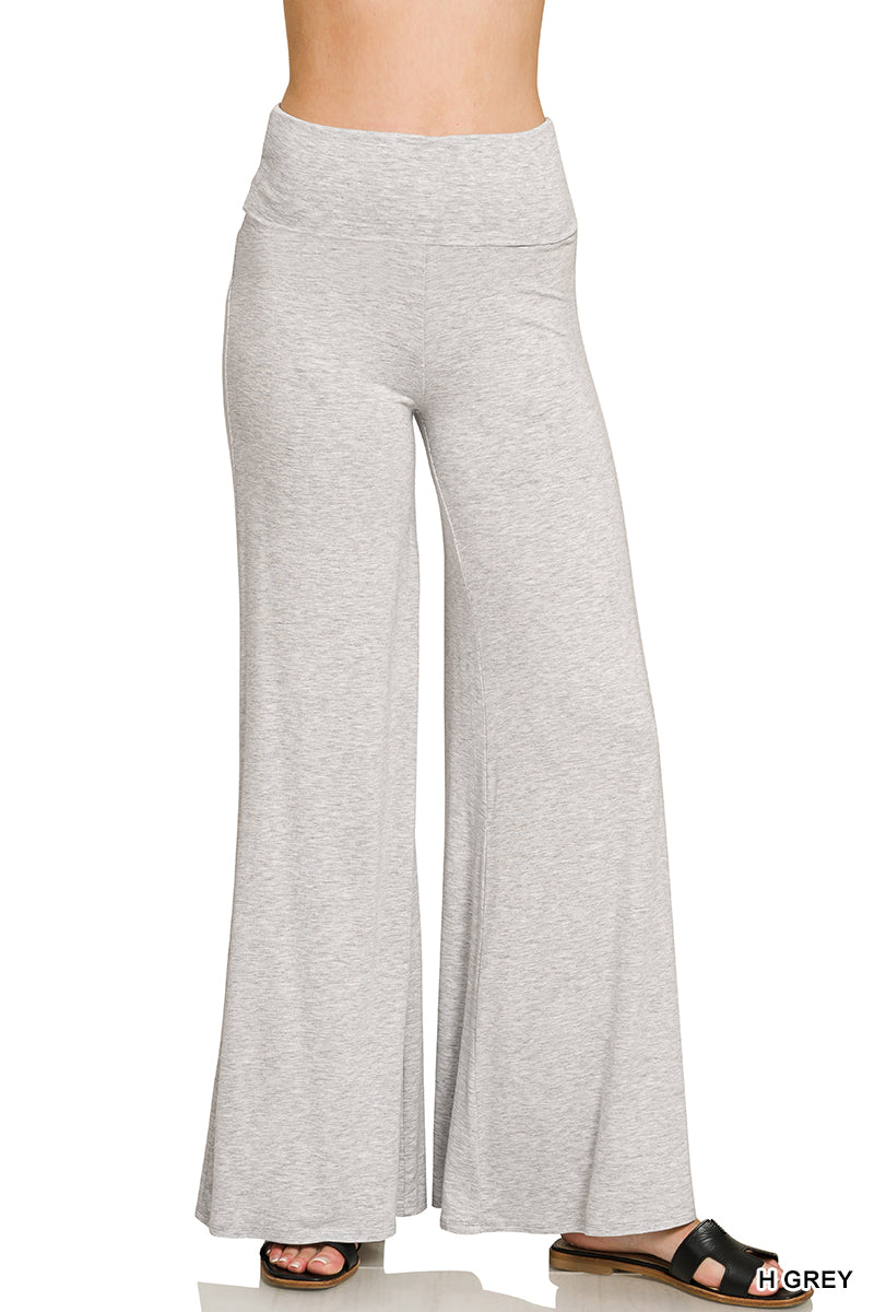 Plus Size Zenana PLUS FOLD OVER WAIST COMFY PALAZZO PANTS