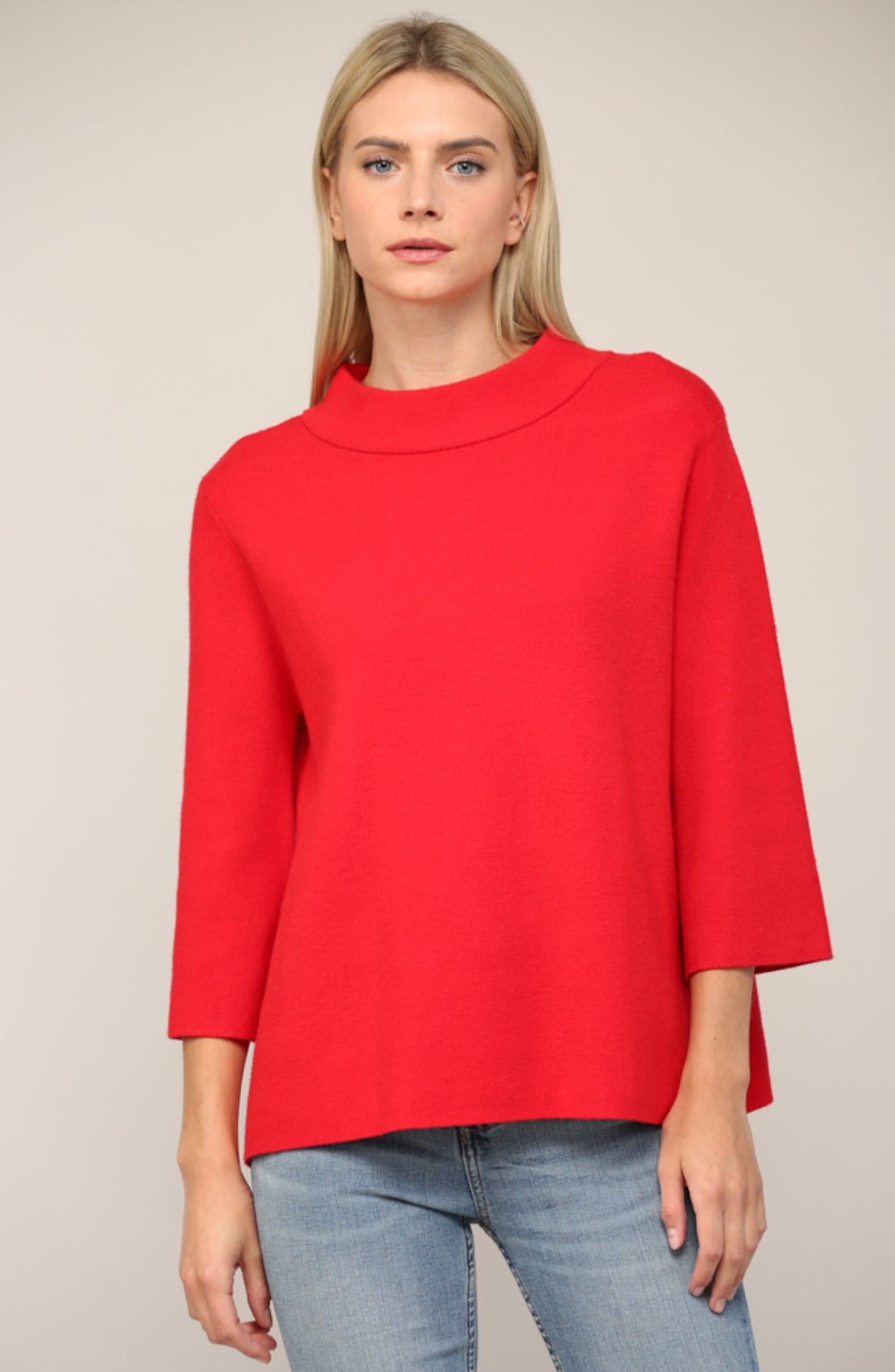 Mock Neck Pullover Bell Sleeve Sweater - Talk of the Town