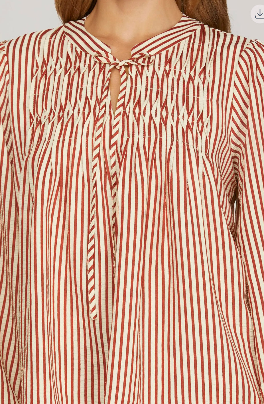 Long sleeve striped top with front tie – casual chic style