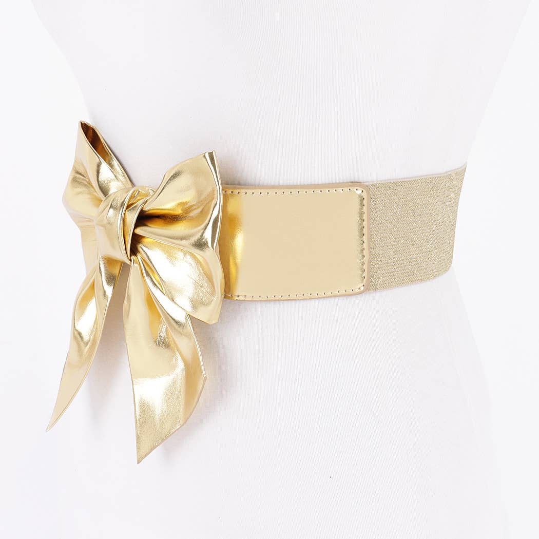 Faux Leather Ribbon Elastic Belt