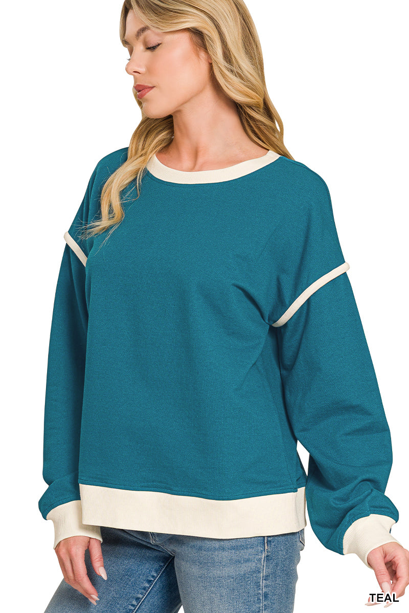 Zenana-FRENCH TERRY DROP SHOULDER PULLOVER