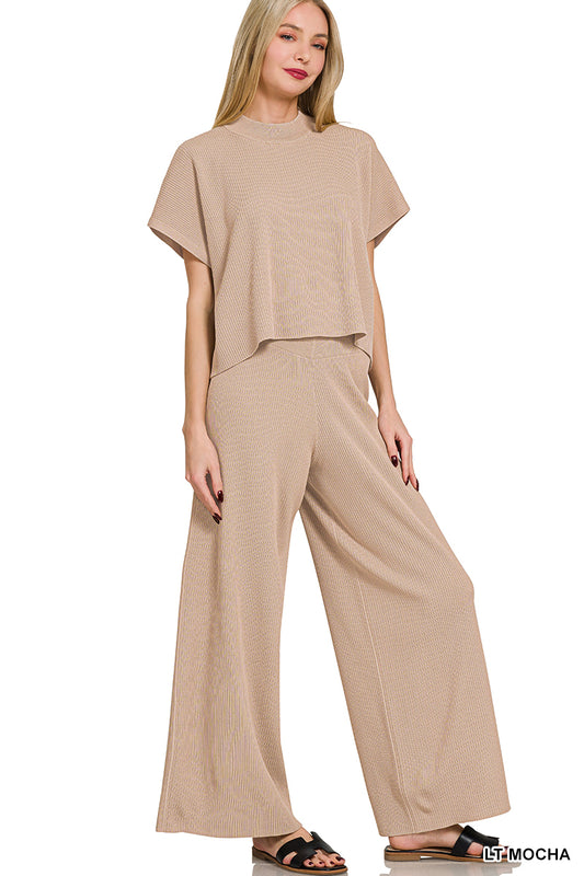 VISCOSE SWEATER SHORT SLV TOP & PANTS 2PCS SET