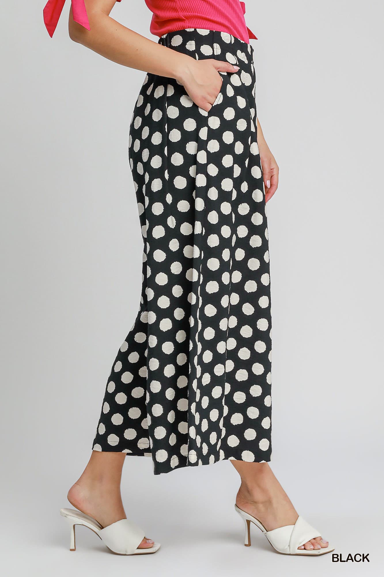 Umgee Playful Polka Wide Leg Pants