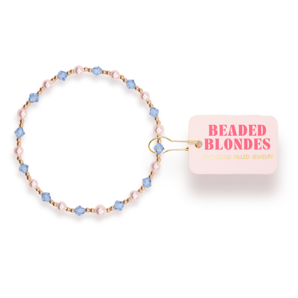 Turquoise Pearl June Bracelet: Standard 6.75 Inch | Beaded Blondes
