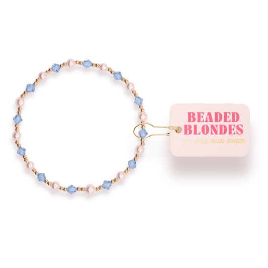Turquoise Pearl June Bracelet: Standard 6.75 Inch | Beaded Blondes