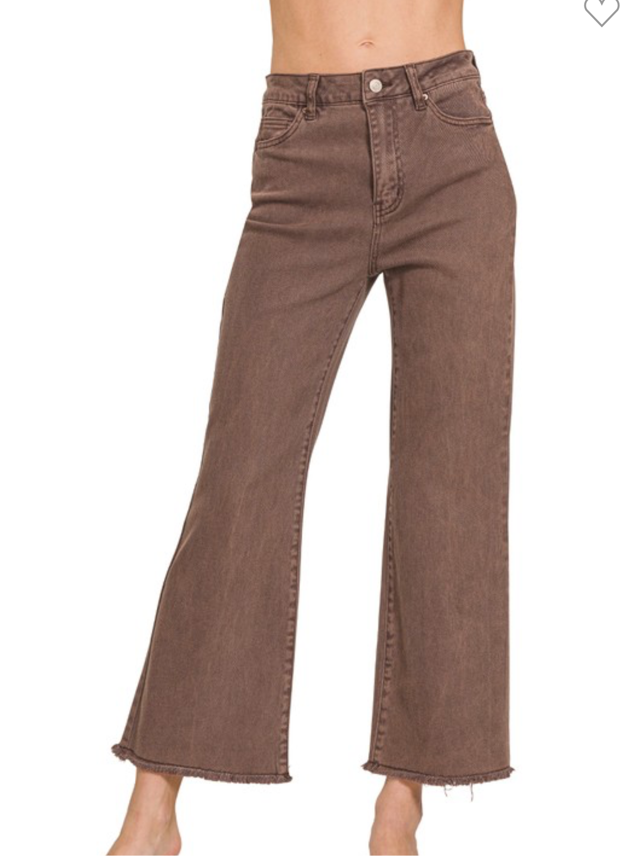 Acid Wash High Waisted Frayed Hem Straight Pants