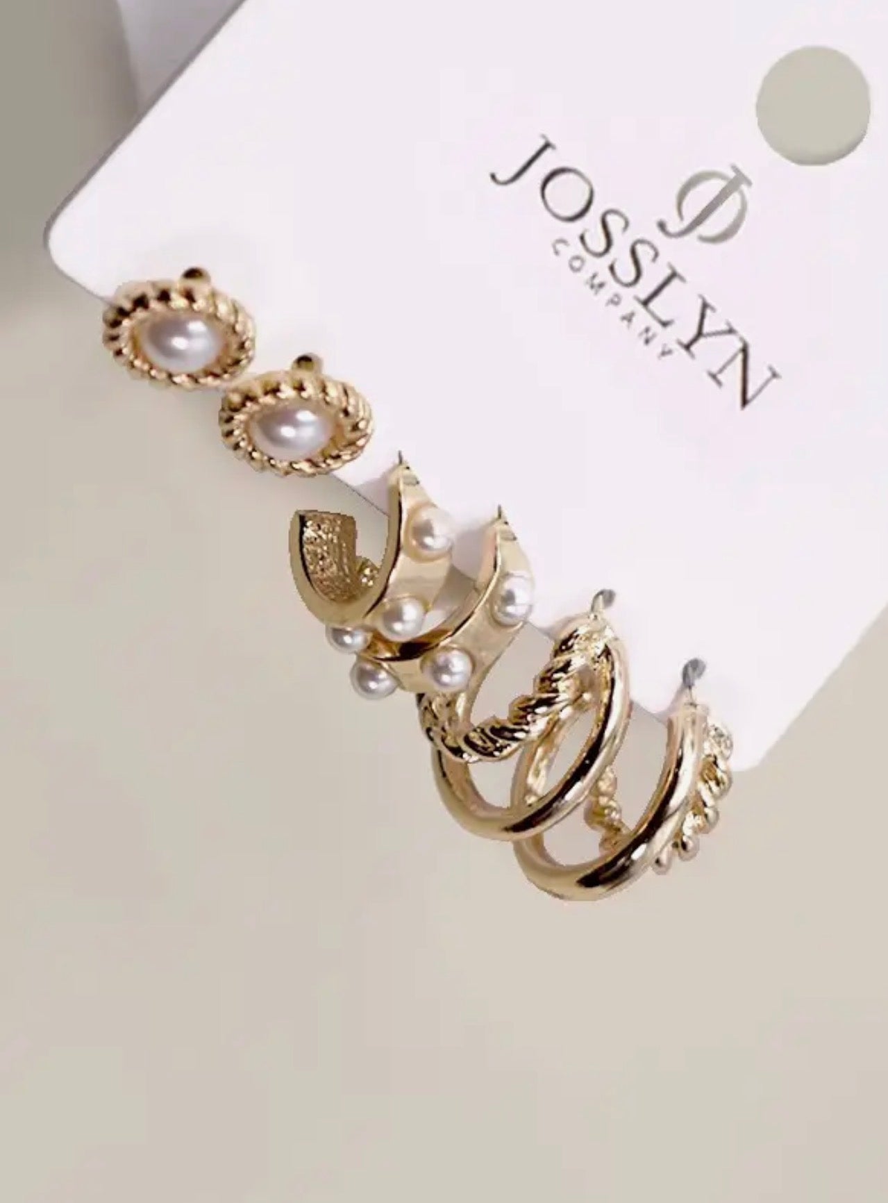 Gold Pearl Hoop & Stud Earrings