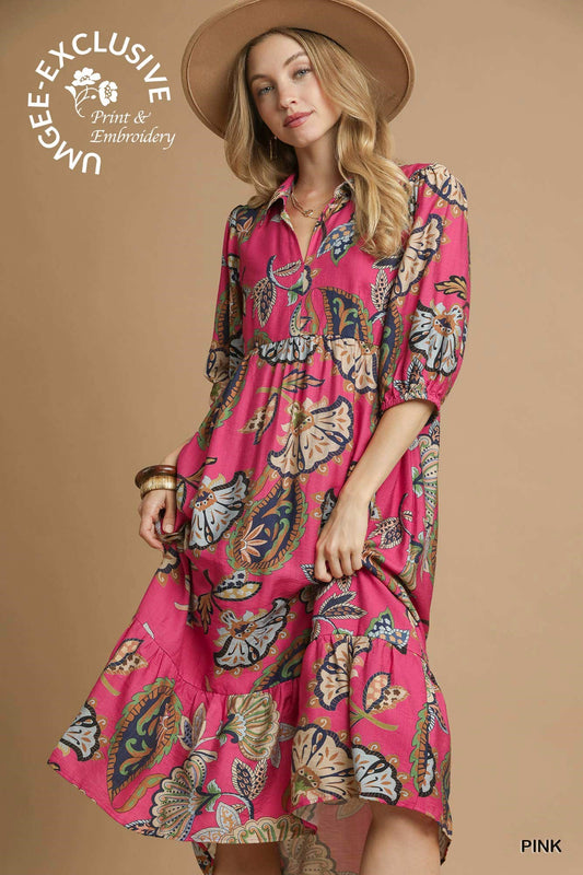 Boho Paisley Midi Dress
