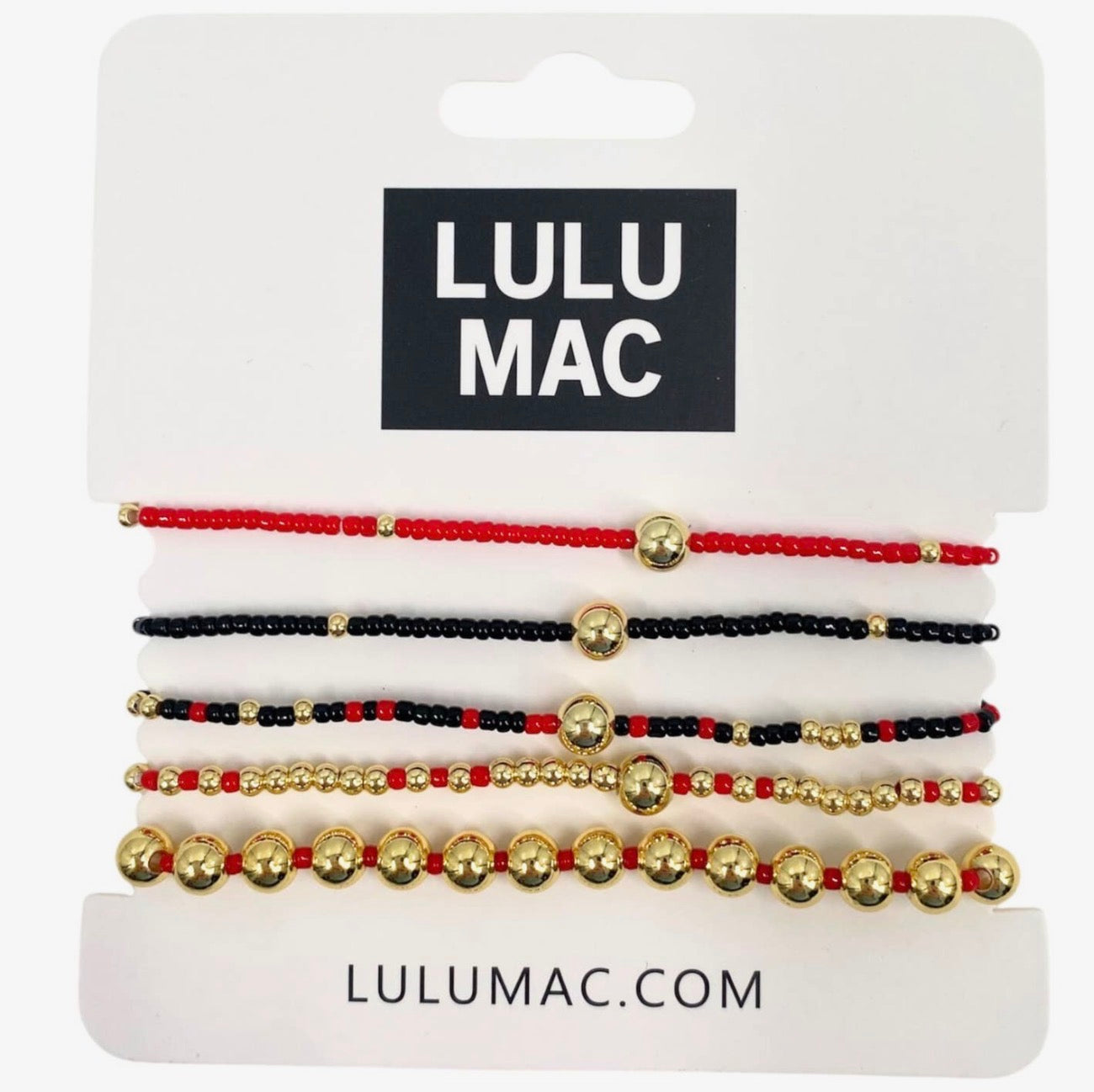 Lulu Mac Red & Black Bracelet Set