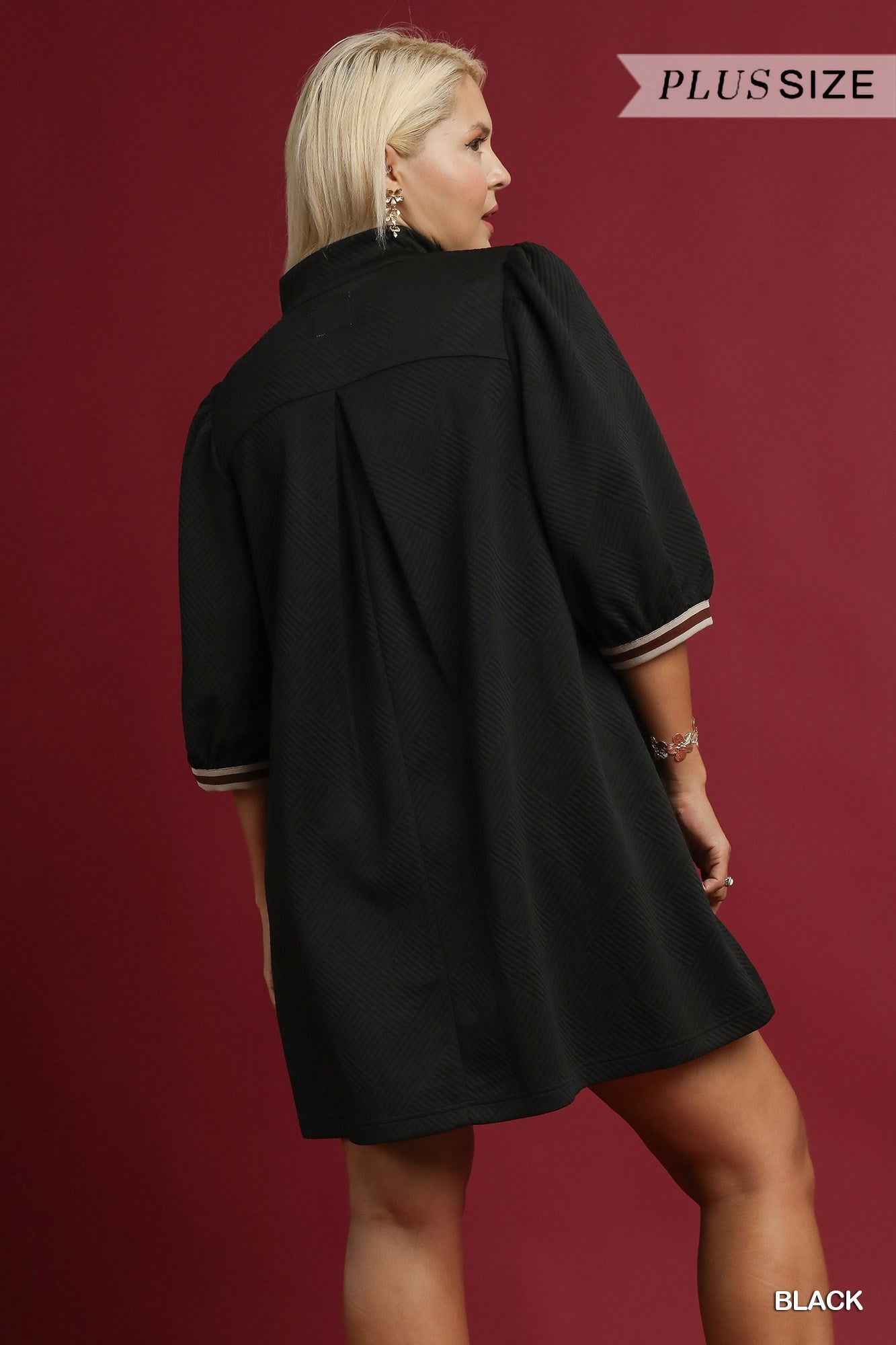 PLUS High Neck Jacquard Mini Dress