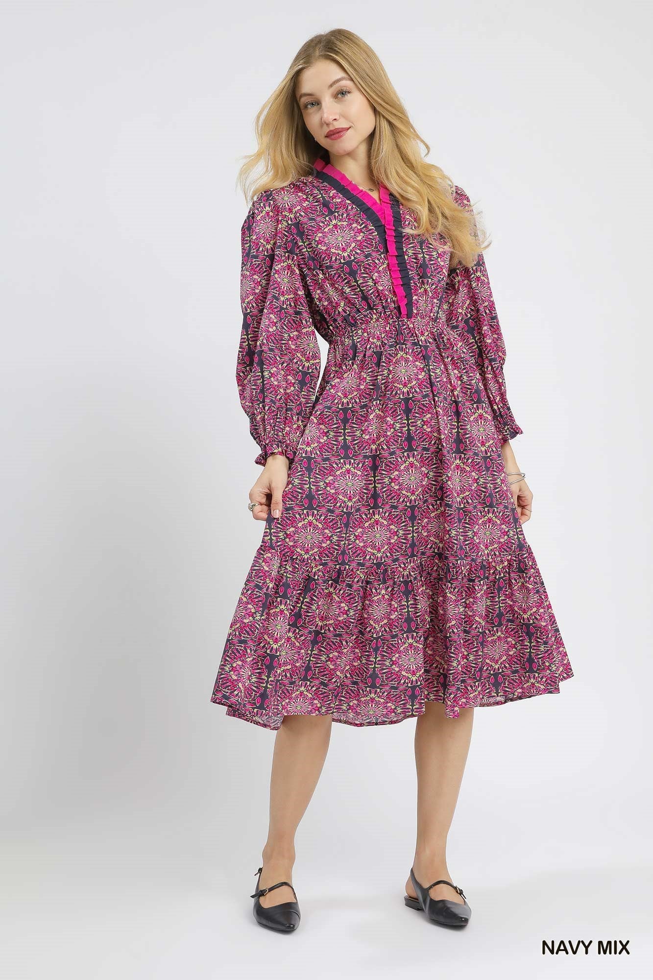 Two-Tone Kaleidoscope Midi Dress