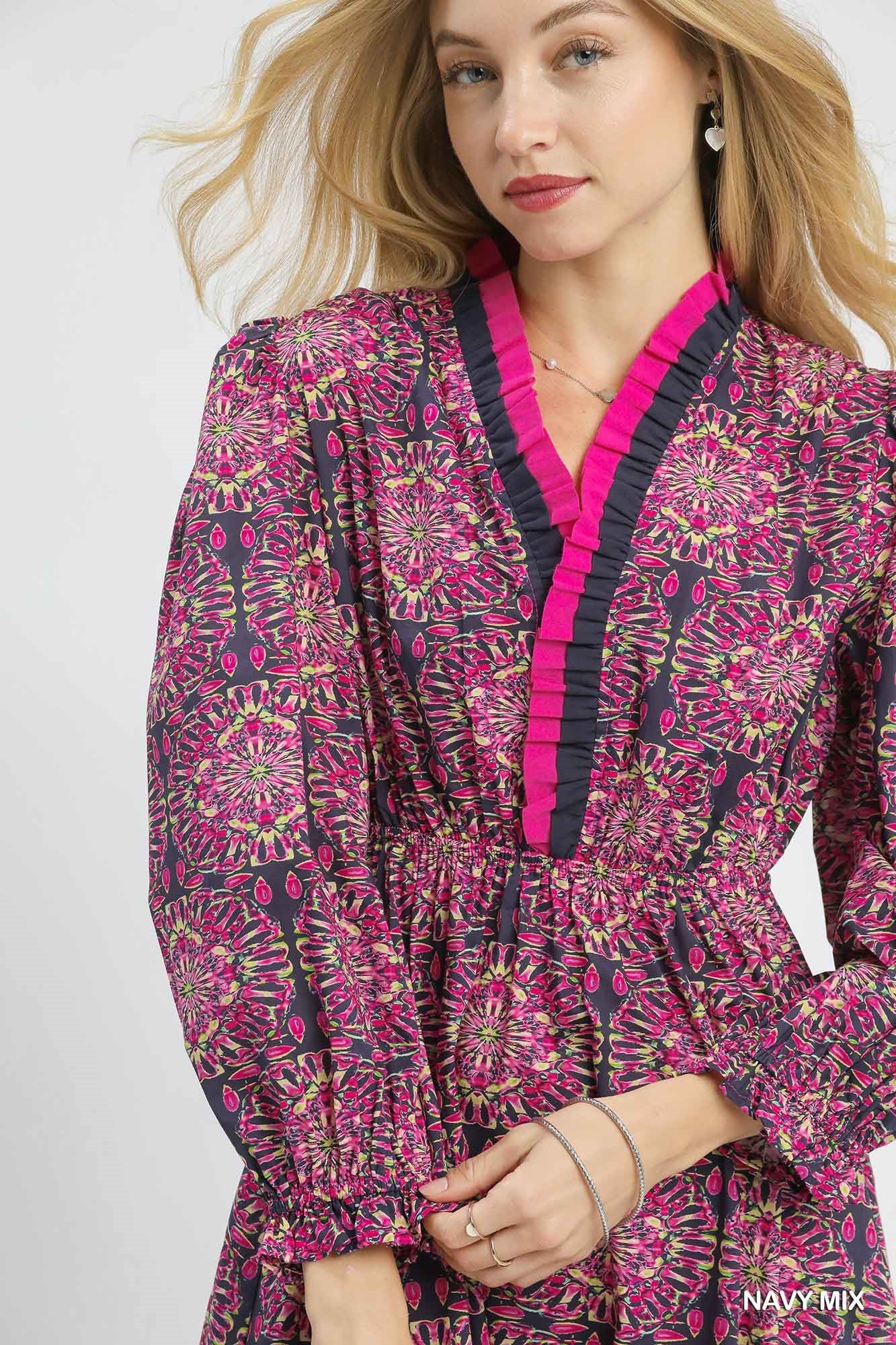 Two-Tone Kaleidoscope Midi Dress