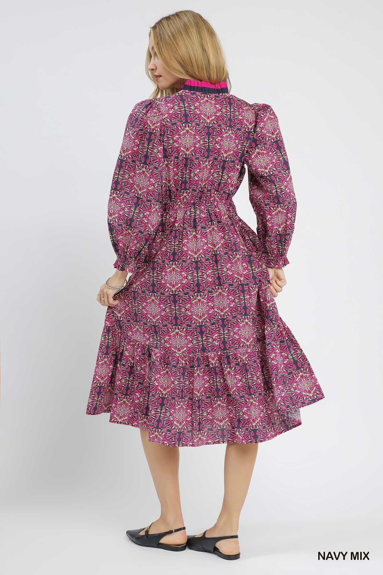 Two-Tone Kaleidoscope Midi Dress