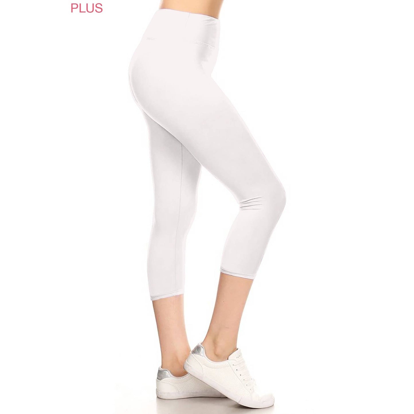 Extra Plus Size 3" Yoga Band High Waist Solid Leggings