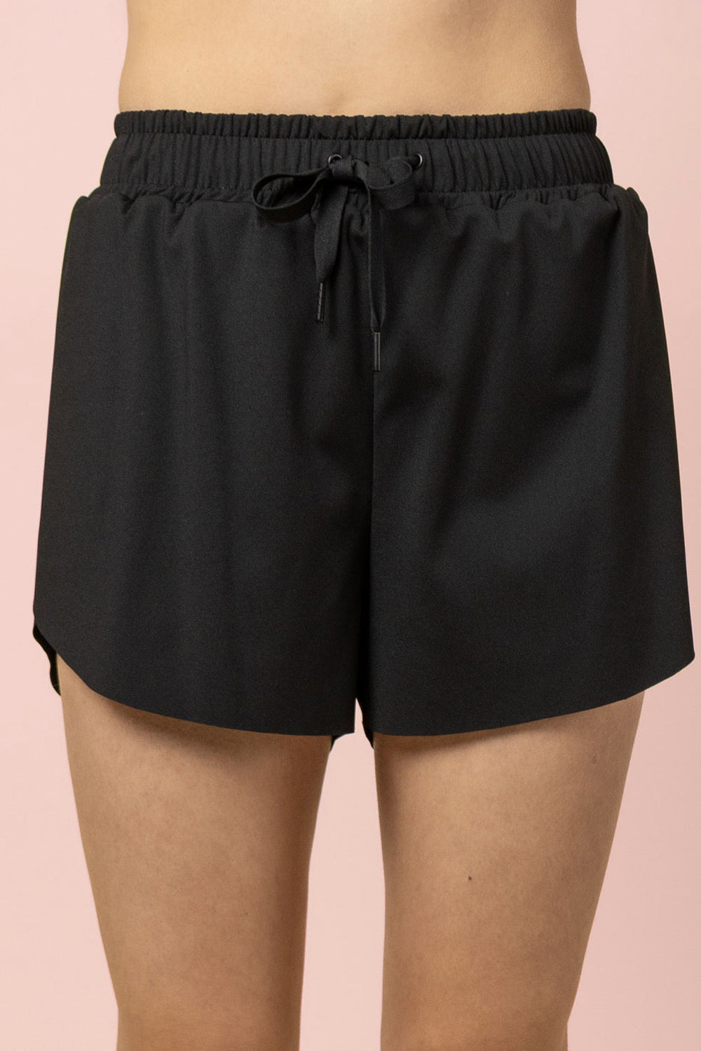 Very J Side Overlap Activewear Shorts W/ Shorts Lining Elastic Waist W/ Tie