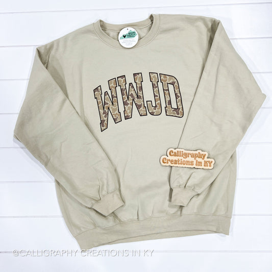Camo WWJD Sweatshirt - Talk of the Town