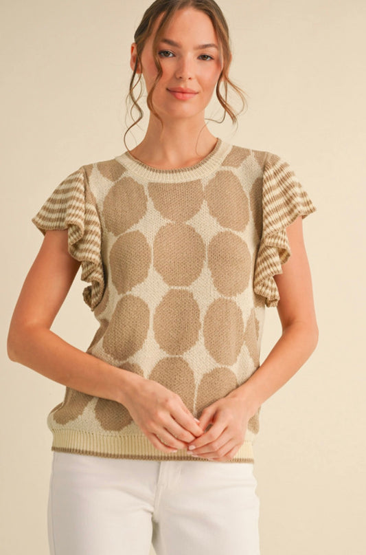 Taupe Polkadot Shirt