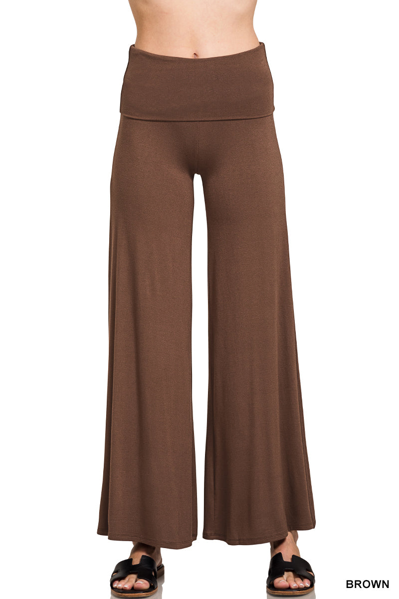 Plus Size Zenana PLUS FOLD OVER WAIST COMFY PALAZZO PANTS