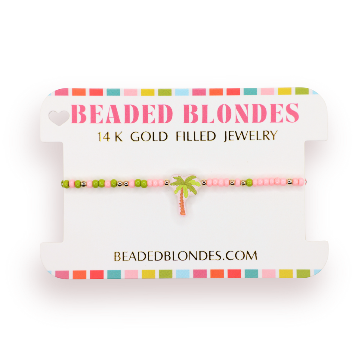Palm Tree Bracelet on Color: Standard 6.75 inch | Beaded Blondes