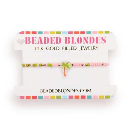 Palm Tree Bracelet on Color: Standard 6.75 inch | Beaded Blondes