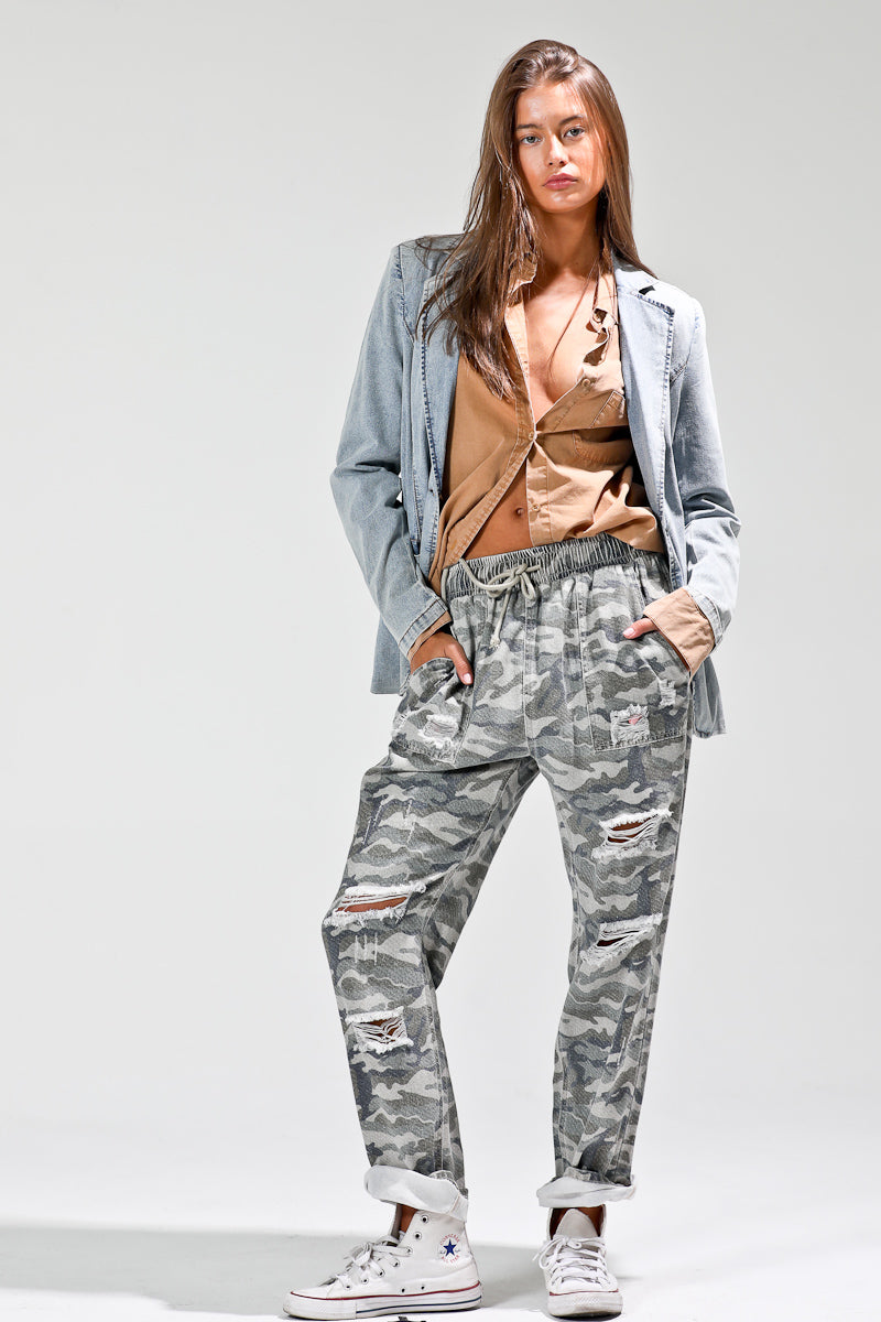 Single-Breast Vintage Denim Blazer