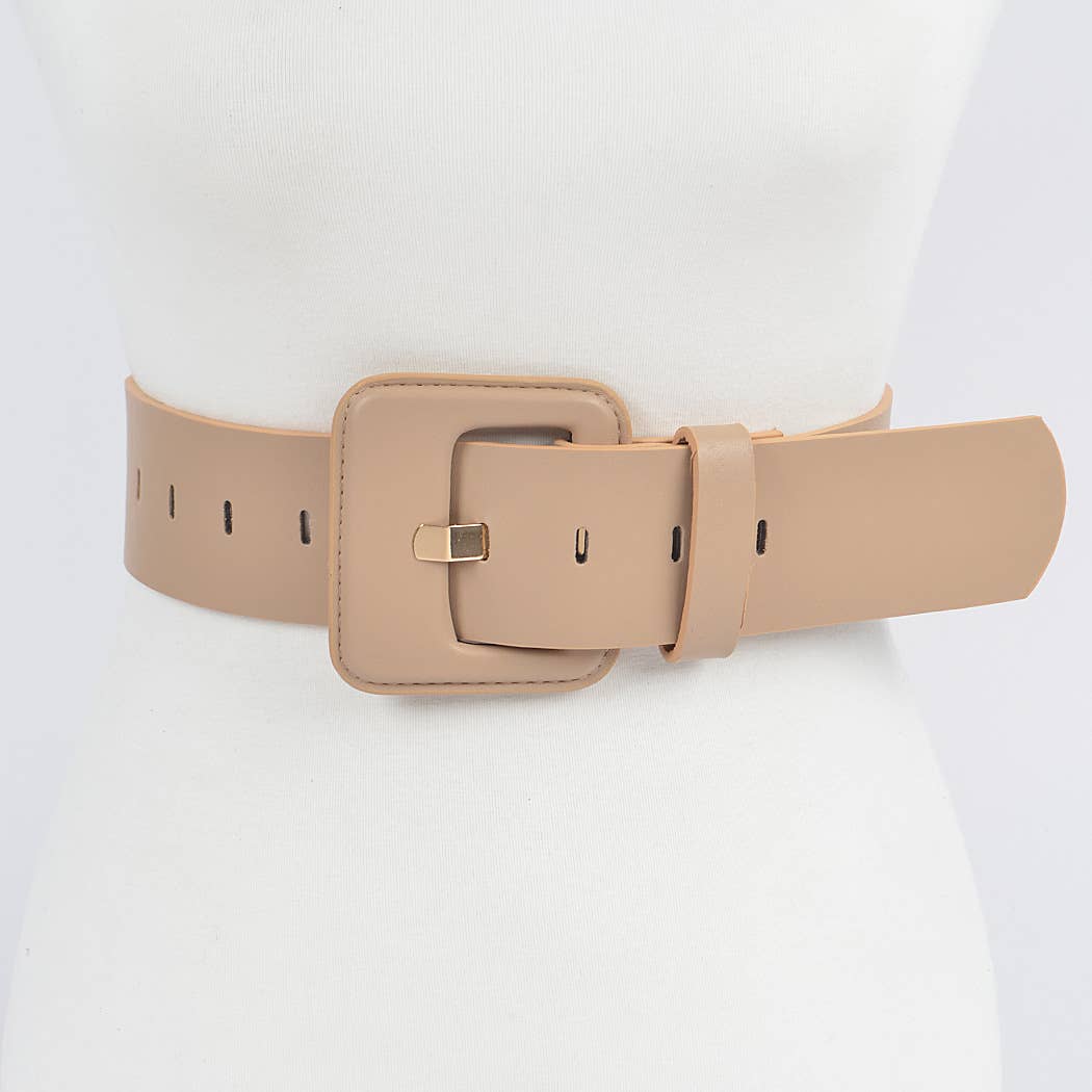 Faux Leather Wide Belt