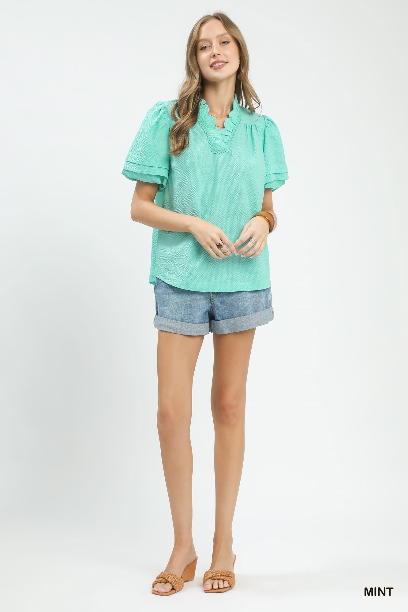 Mint | Puff Sleeve Top