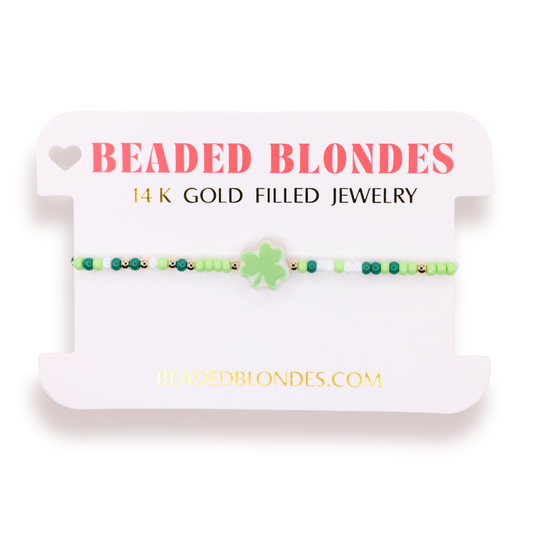 Clover Bracelet on Color: Standard 6.75 Inch | Beaded Blondes