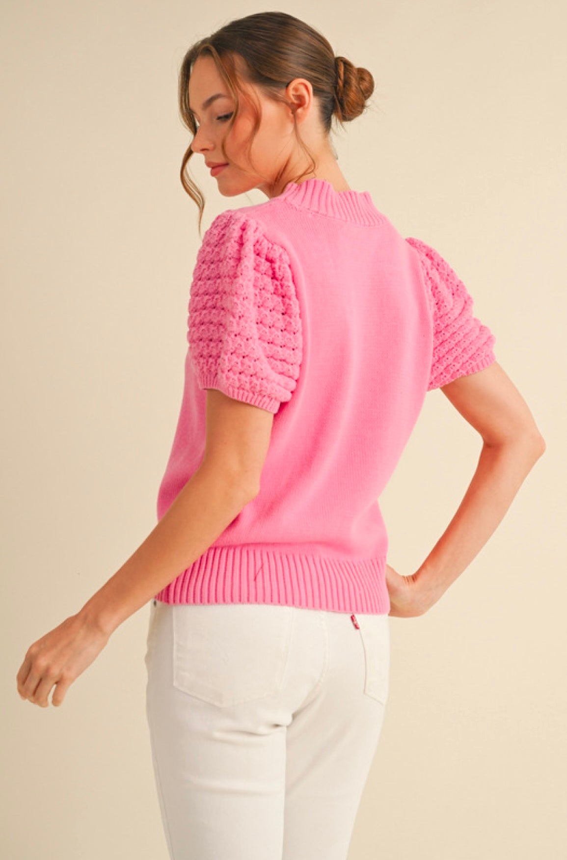 Pink Puff Sleeve Top