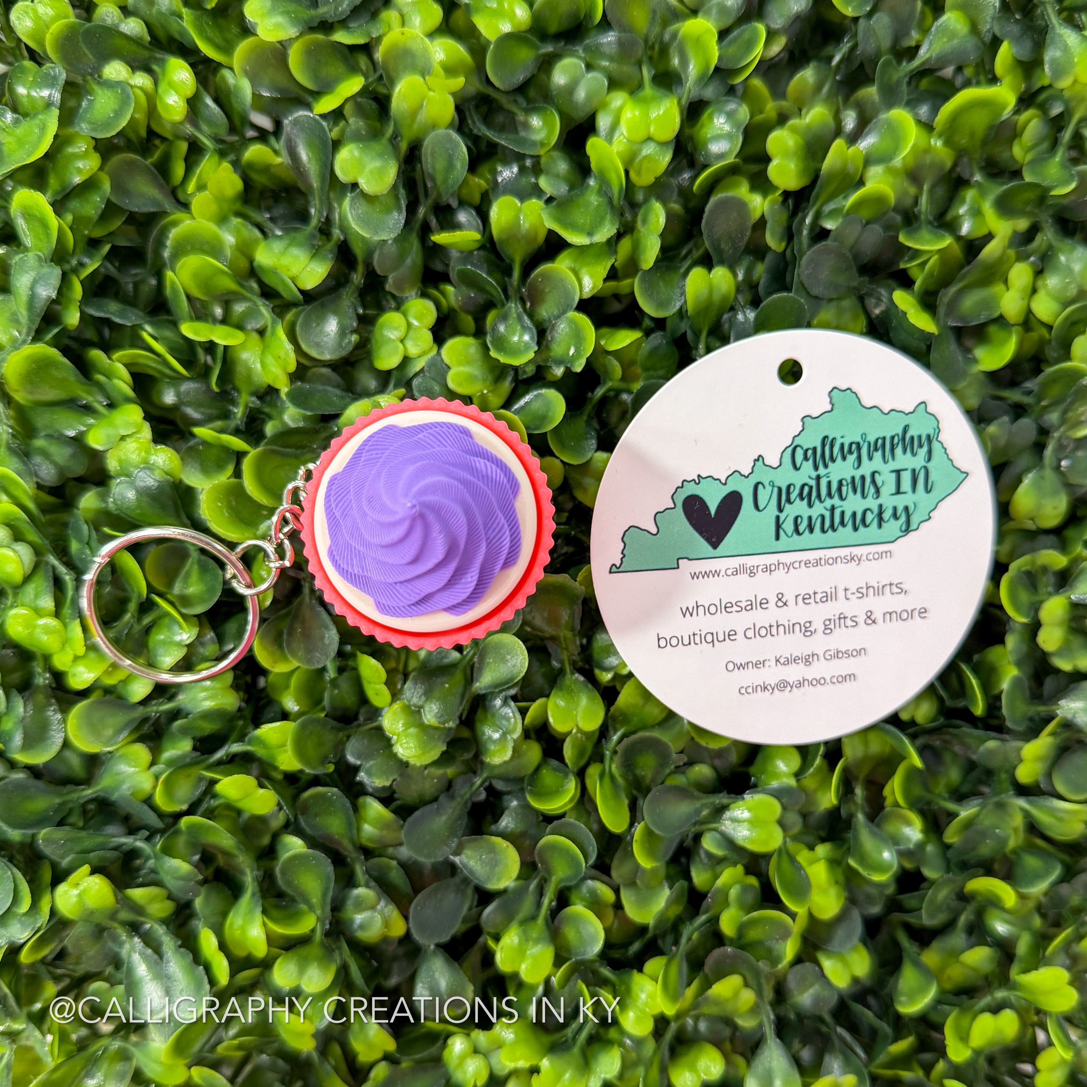 Purple/Neon Pink Cupcake Fidget Clicker Keychain