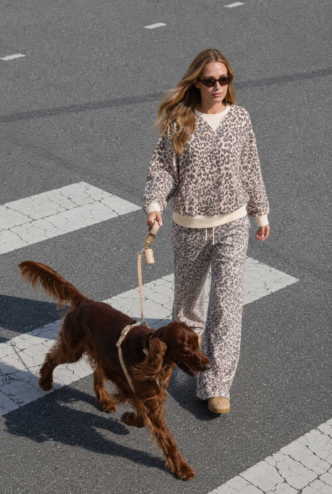 Blu Pepper-LEOPARD BOXY V-INSERT LONG SLEEVE KNIT TOP