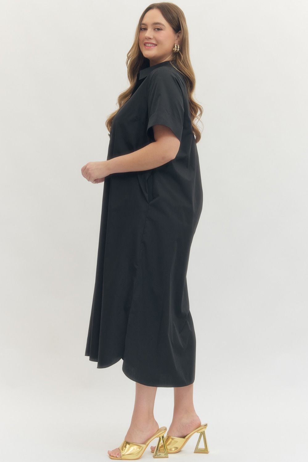 Plus Size Entro Solid Midi Dress