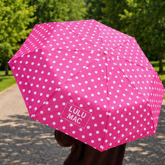 Lulu Mac Polka Dot Umbrella Hot Pink