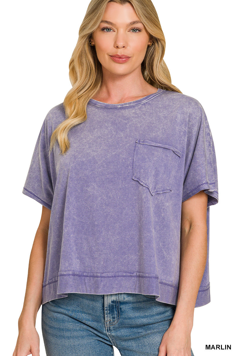 Zenana-ACID WASHED OVERSIZED TOP