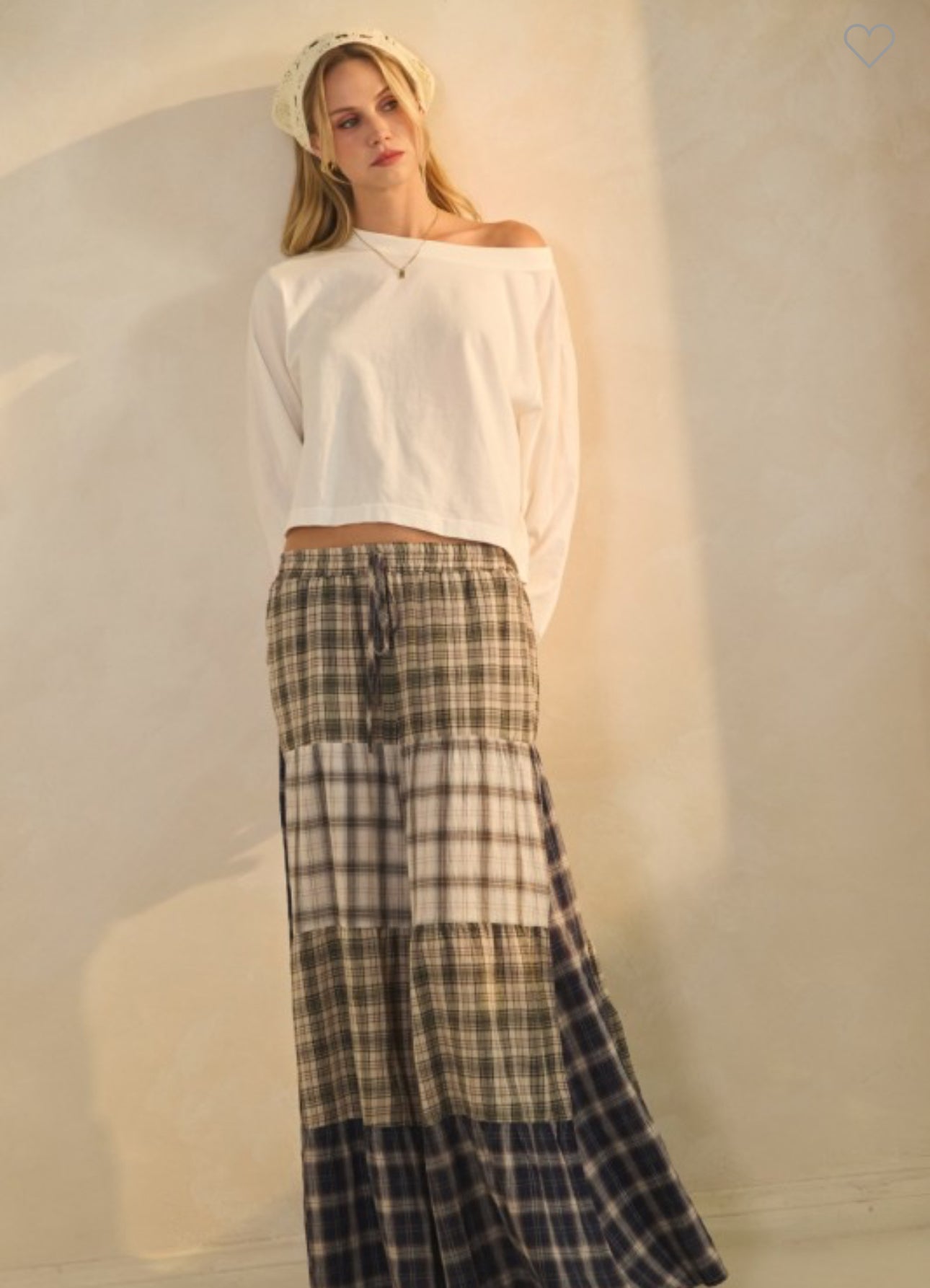 Patchwork Plaid Wide leg Drawstring Lounge Pants