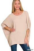 Zenana-RAISED RIB BAT SLEEVE TOP