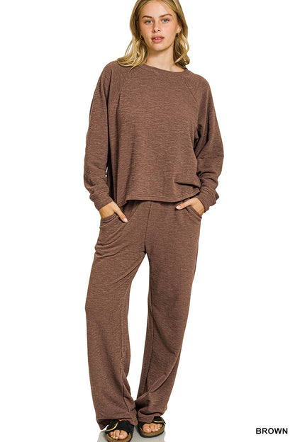 Zenana-
SLUB LONG SLEEVE TOP & PANTS 2PCS SET