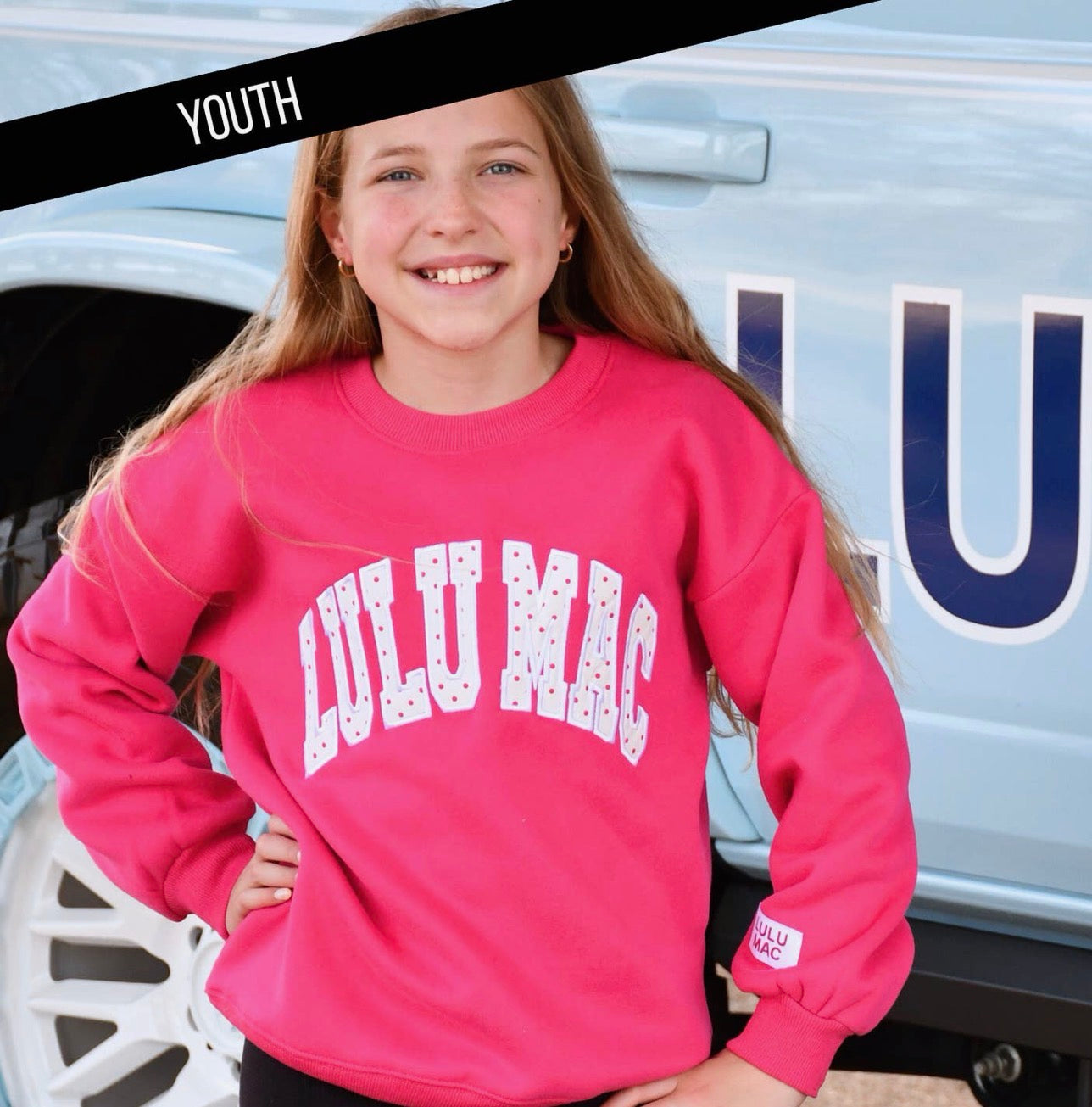 Lulu Mac Youth Pink/White Polka Dot Sweatshirt