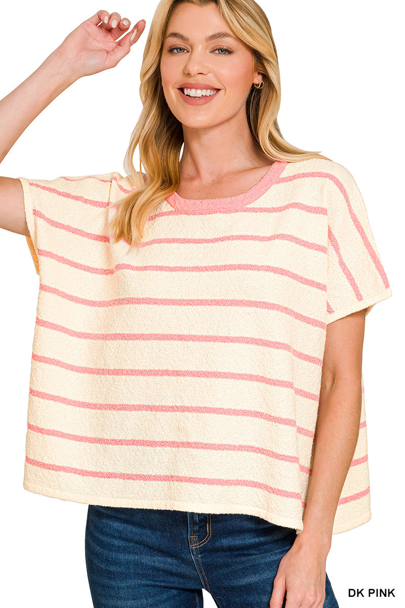 Zenana- STRIPED OVERSIZE SWEATER TOP