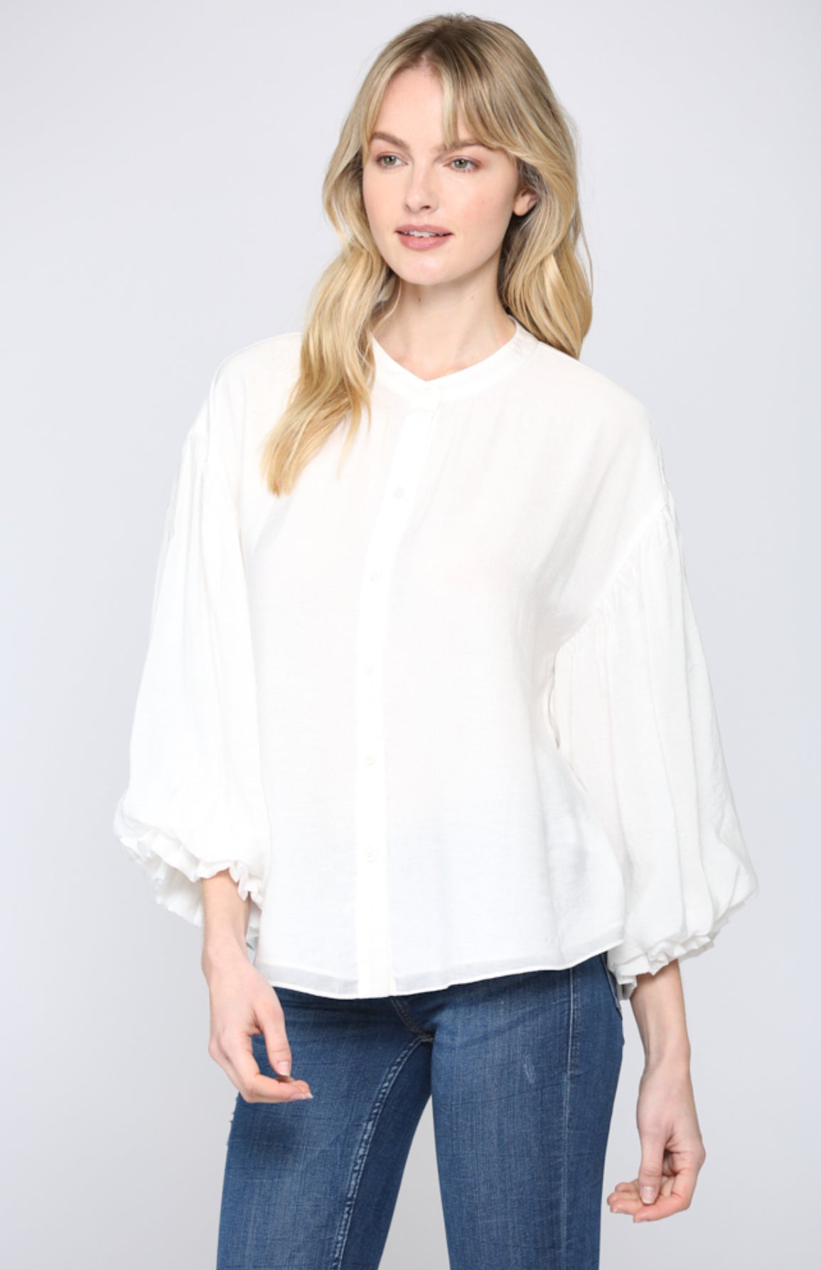 Puff Sleeve Button Down Shirt
