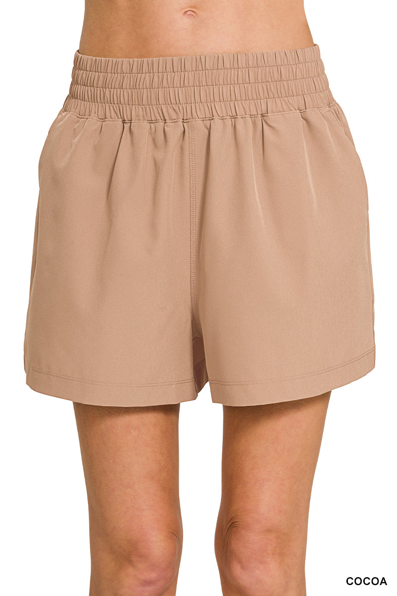 Zenana SOFT WOVEN LINED SHORTS WITH POCKET