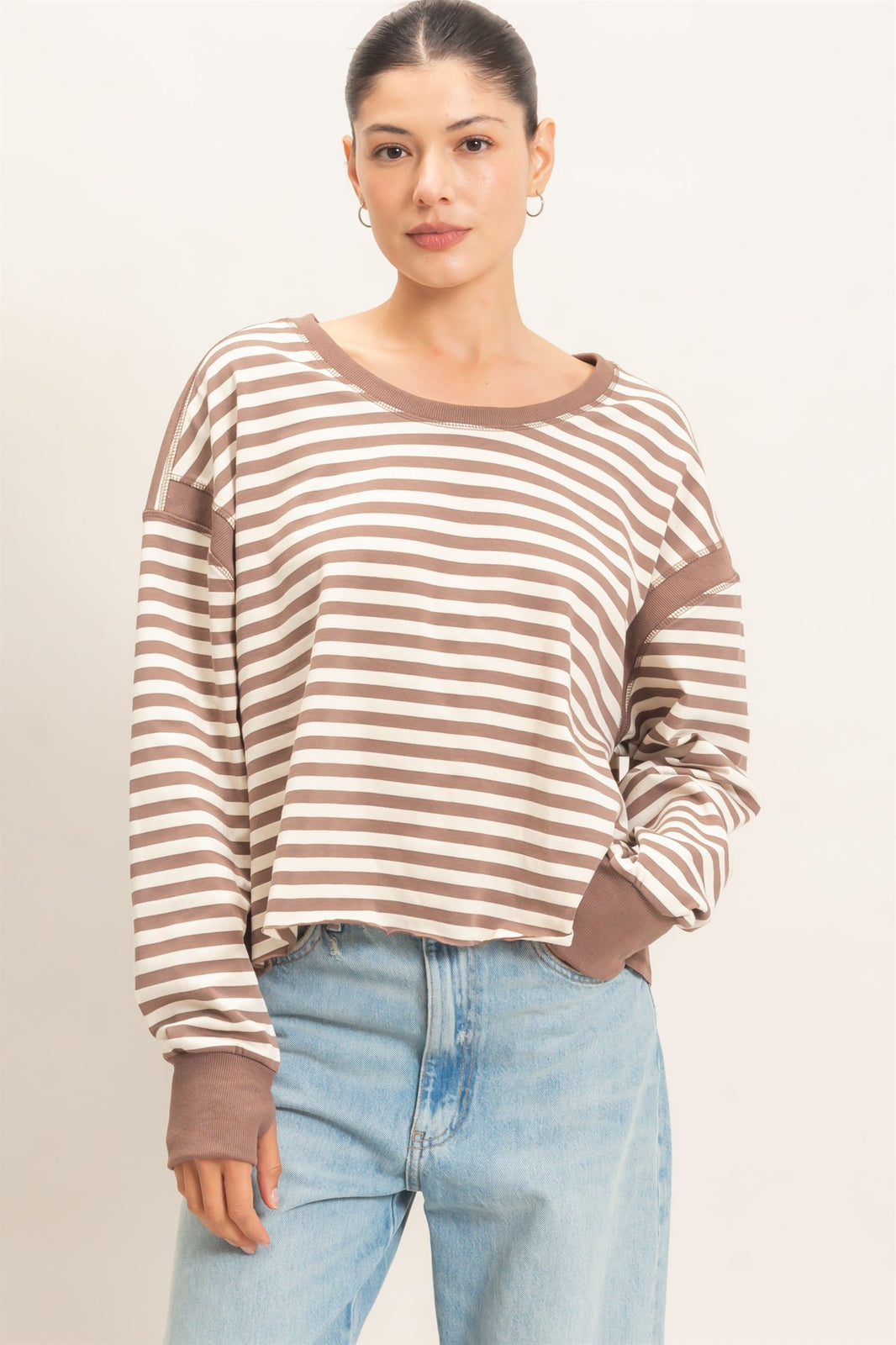 Hyfve-Striped Long Sleeve Top