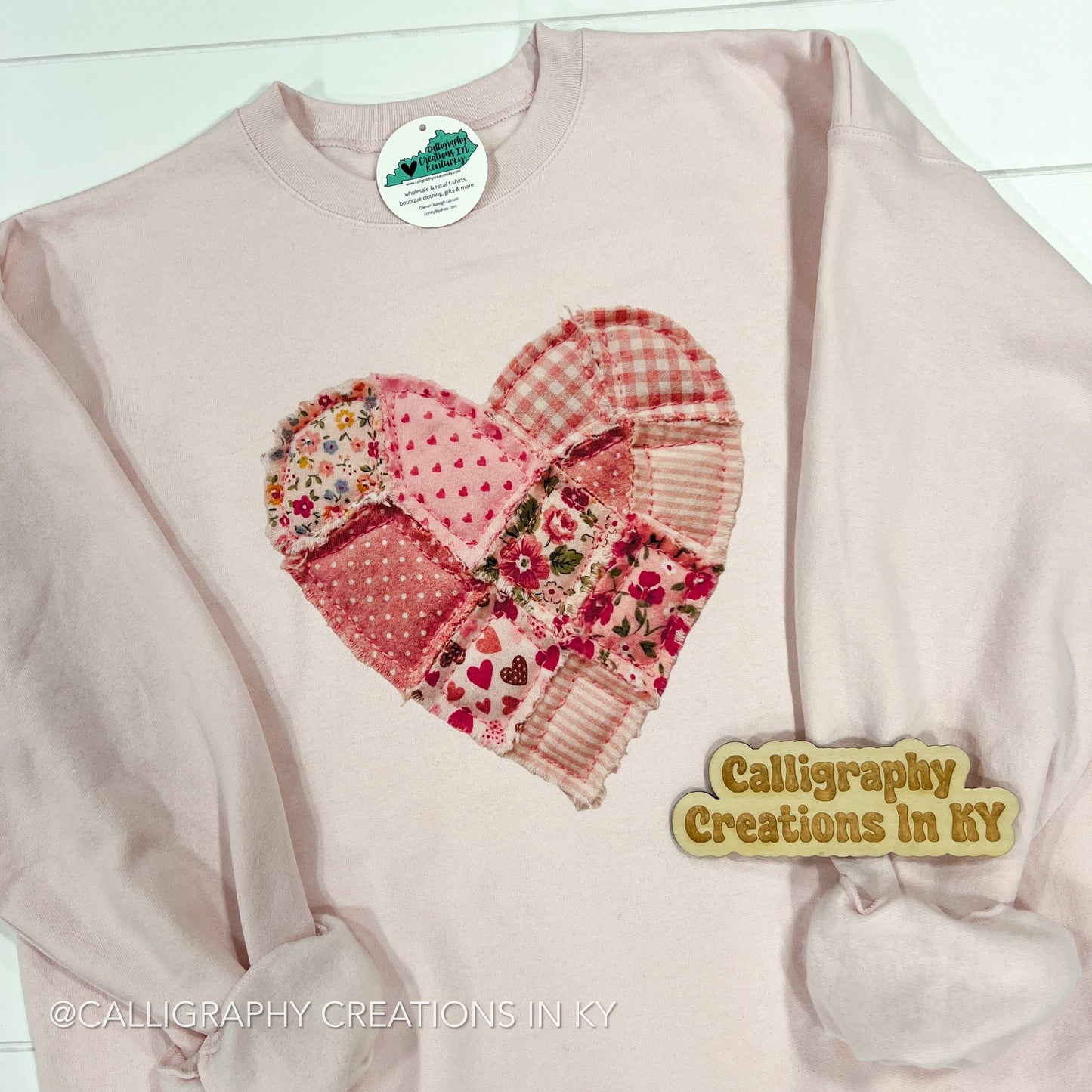 Faux Patchwork Heart Sweatshirt