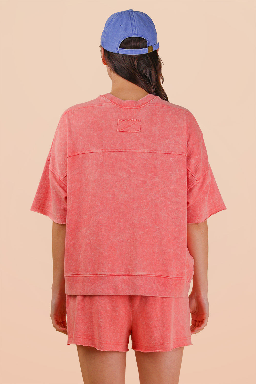 PLUS SIZE Mineral Washed Knit Casual Top & Shorts