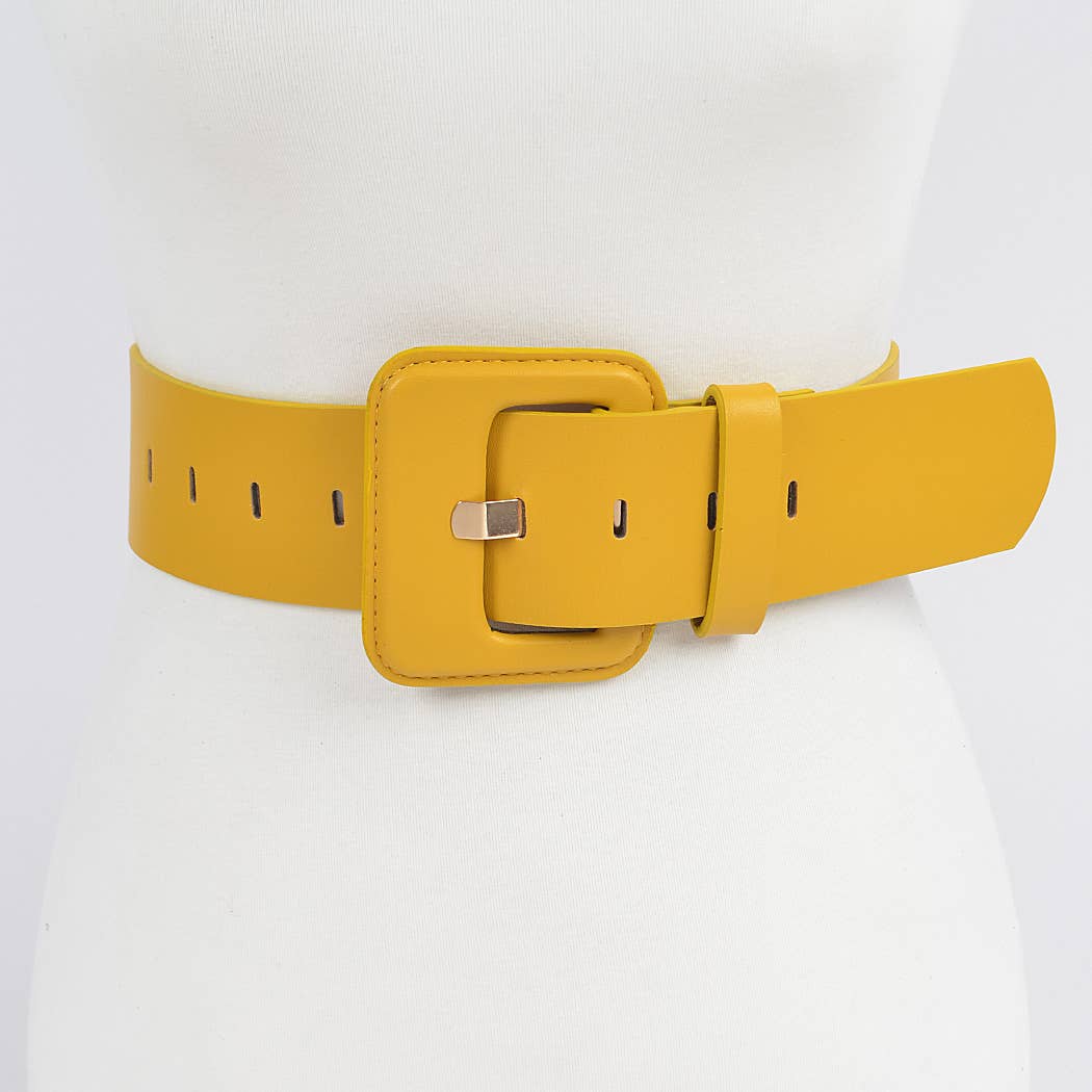 Faux Leather Wide Belt