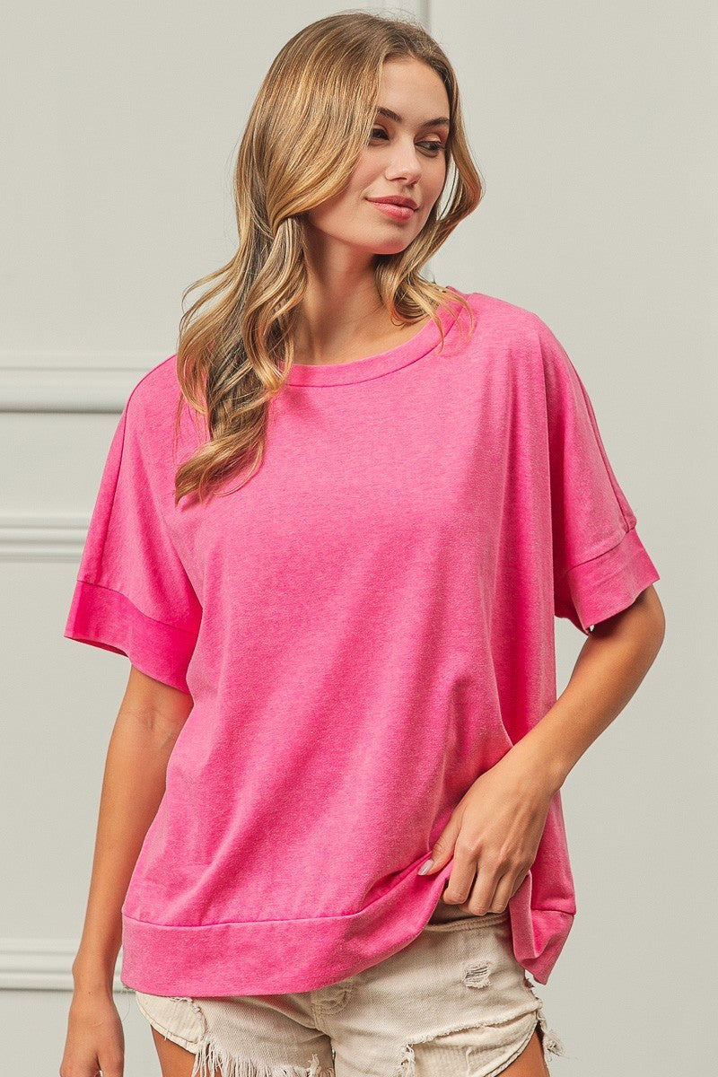 Pink | Jersey Drop Shoulder Banded Top
